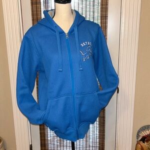 DETROIT LIONS NFL SHERPA LINED Full Zip Hoody SMALL EUC